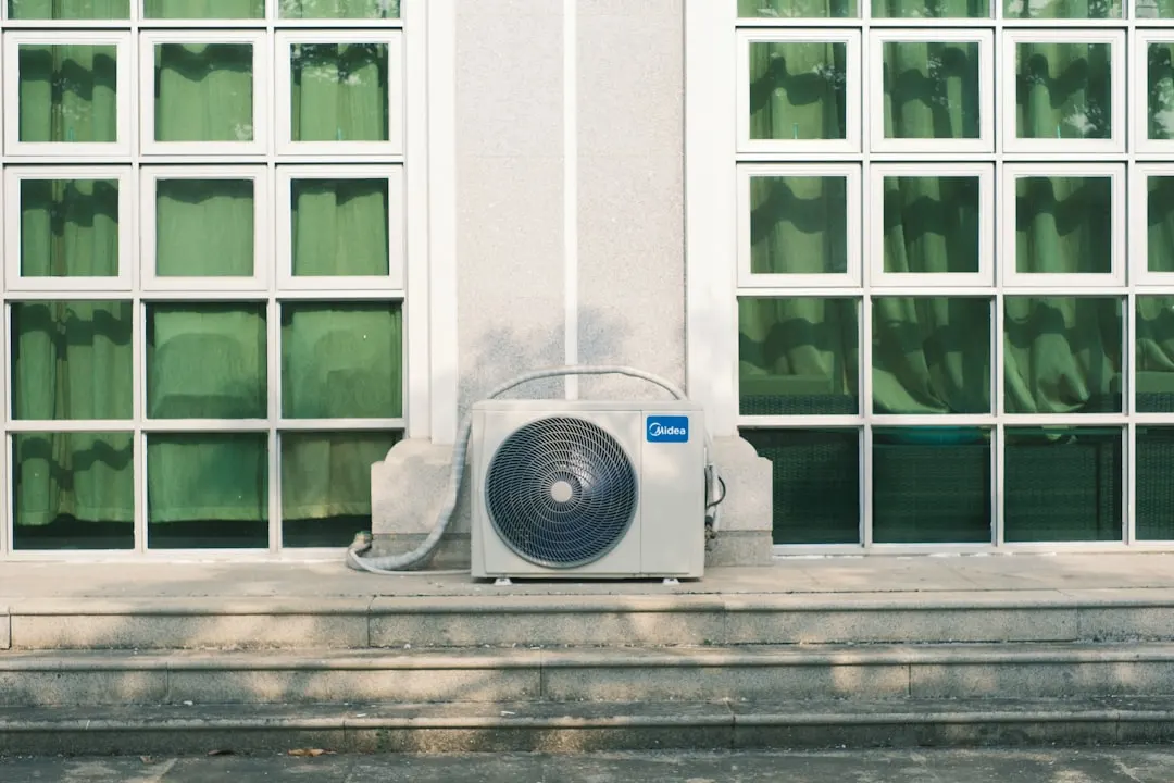Residential outdoor AC unit installed at a Austin home