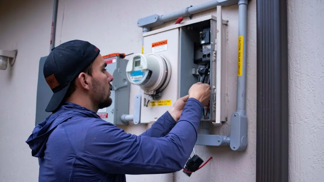 HVAC technician on a maintenance plan visit in Austin