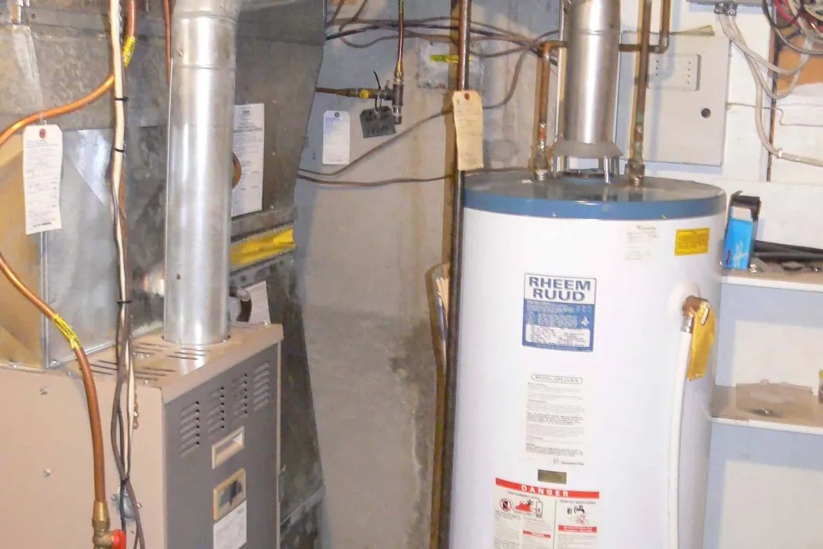 Residential water heater tank in a Austin home